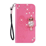 Samsung Galaxy A12 / M12 Case Glitter Bling, Cute Owl Shockproof Folio Flip PU Leather Wallet Case with Stand Card Holder Silicone Bumper Phone Case for Samsung A12 / M12 Cover Girls Kids, Pink