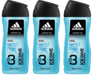 3 x Adidas Body Hair Face Shower Gel  250ml  - Ice Dive (Refreshing)