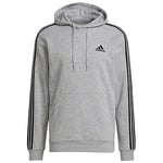 adidas Men's Essentials Fleece Hooded Sweatshirt, Medium Grey Heather/Black, L