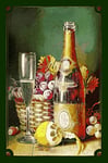 Schatzmix Plaque métallique décorative en Forme de Bouteille de vin Blanc avec Citron 20 x 30 cm