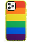 Rainbow Stripes Neon Yellow Impact Phone Case for iPhone 11 Pro Max | Protective Dual Layer Bumper TPU Silikon Cover Pattern Printed | Colours Colourful Rainbows Cute Pretty