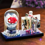 7 Color Custom 4 Photos Album Crystal Led Lamp Cute Photo Frame Night Light with Rose/Bear Anniversary Valentine's Day Mother's Day Ideas for Women Men Red Rose
