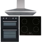 SIA 60cm Black Built-in Oven, Induction Hob And Stainless Steel Extractor Fan