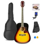 MAX SOLOJAM gitarrpaket westerngitarr Sunburst, Komplett gitarrpaket - Strålsträngad