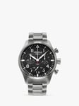 Alpina AL-372B4S6B Unisex Startimer Pilot Chronograph Date Bracelet Strap Watch, Silver/Black