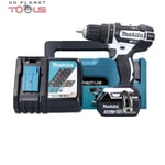 Makita DHP482T1JW 18V LXT White Combi Drill With 1 x 5Ah Battery, Charger & Case