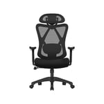 Rootz Ergonomic Black Office Chair - Snurrstol - Justerbar skrivbordsstol - Skumvadderad - Stålstomme - 68cm x 66cm x (114-123,5)cm - Polyestertyg - 4