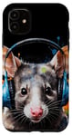 iPhone 11 Opossum Headphones Possum Colorful Animal Art Print Graphic Case