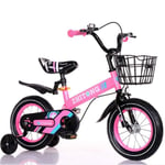 LYN Kids Bike, Kids Bike,Child Training Bicycle in Size 12 inch, 14 inch, 16 inch, 18 inch,Toddler Scooter Bike with Stabilisers and Basket (Color : Pink, Size : 12 inch)