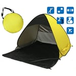 shunlidas Folding Portable Fishing Tent Camping Automatic Pop Up Tents Sun Shelter Anti-uv Sun Shade Awning 2-3 Person Outdoor Summer Tent-yellow with black
