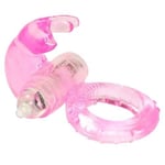 Pink Jelly Bunny Rabbit Vibrating Cock/Penis Ring