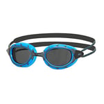 Zoggs Predator Adult Swimming Goggles, UV protection swim goggles, Pulley Adjust Comfort Goggles Straps, Fog Free Swim Goggle Lenses, Zoggs Goggles Adults Ultra Fit, Smoke Tinted, Blue/Black, Small