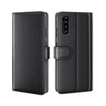 Sony Xperia 10 III Plånboksfodral i Äkta Läder, Svart