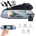 JSX High-Definition Night Rearview Mirror Car Dash Camera, Dual Lens HD 7 Inch Large Screen Rearview Mirror Car with Reversing Image