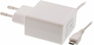 EPZI väggladdare 100-240V med integrerad Micro-B kabel 5V 1A 1m, vit (USB-AC87)