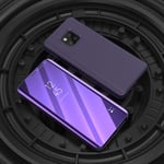 XUAILI Smartphones Leather Case Mirror Clear View Horizontal Flip PU Smart Leather Case Holder, Suitable for Huawei Mate 20 Pro (Color : Purple)