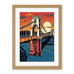 Artery8 Clifton Suspension Bridge Sunset Modern Pop Art Artwork Framed Wall Art Print 18X24 Inch