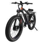 GUNAI GN88 2000W El-mountainbike med dubbla motorer, feta däck, 48V 23Ah, 26 tum