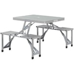 Campingbord, hopfällbart bord med 4 stolar, fällbart trädgårdsbord av aluminium, lätt, multifunktionellt bord, 4 personer, sidob
