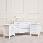 Large 3 Drawer Chest Of Drawers & Pair Of Bedside Tables - Elizabeth White Range