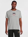 GANT Regular Fit Archive Shield T-shirt, Grey, Size M, Men