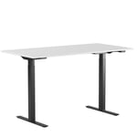 Höj och sänkbart skrivbord, 2-motorigt, svart stativ, vit bordsskiva 180x80cm