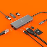 Mobility Lab Hub adaptateur USB-C 8 en 1 100W Port HDMI,USB-C,3 ports USB 3.0 super rapide,Ethernet,lecteur de carte SD et micro
