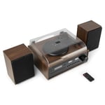 Audizio Boston skivspelare set med högtalare, Retro Skivspelare med Bluetooth, CD-spelare och DAB+ radio - Trä