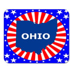 Mousepad Computer Notepad Office Blue Shape Map of The U State Ohio Abstract Home School Game Player Computer Worker Inch
