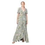 Anaya with Love Women's Maxi Dress Ladies Wrap V-Neck Flutter Sleeve Ruffle A-line Bridesmaid Wedding Guest Occasion Prom Ball Gown, Sage Green Floral 12