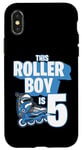 Coque pour iPhone X/XS Rollerblading Patin à roulettes pour enfant 5 ans Bleu