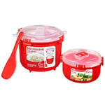 Sistema Microwave Rice Cooker (2.6L) & Round Microwave Food Container (915ml) Set | Food Containers with Steam-Release Vents | BPA-Free | Recyclable with TerraCycle® | 2 Count
