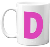 Personalised Alphabet Pink Initial Mug - Letter D Mug, Gifts for Her, Mothers Day, Birthday Gift for Mum, 11oz Ceramic Dishwasher Safe Mugs, Anniversary, Valentines, Christmas Present, Retirement