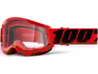 100% Goggles 100% Strata 2 Junior Red (Transparent Glass Anti-Fog, Lt 88% -92%) (New)