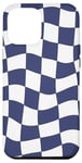 iPhone 12 Pro Max Navy Blue And White Wavy Checkered Checkerboard Case