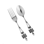 1set Titanium Steel Skeleton Skull Fork Spoon Tableware Vintage Dinner Table Flatware Cutlery Set Metal Crafts Halloween Party Gifts Silver