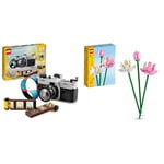 LEGO Creator 3in1 Retro Camera Toy to Video Camera to TV Set & Creator Lotus Flowers Set, Bouquet Building Kit for Girls, Boys and Flower Fans