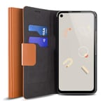 Olixar for Google Pixel 4a Wallet Case with Card Holder - Flip Folio Kickstand PU Leather Wallet Case Cover - ID and Credit Card Pocket - Wireless Charging Compatible - Brown