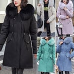 Winter Women Fur Hooded Fashion Jacket S Blue M