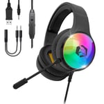 EMPIRE GAMING – Icarus S16 Casque Gamer RGB - pour PS5, PS4, Xbox One/Series, PC, Mac, Smartphones, Tablettes - Télécommande - Son Stéréo Haute Définition - Microphone Flexible