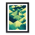 Forest Adventure Abstract Framed Print for Living Room Bedroom Home Office Décor, Wall Art Picture Ready to Hang, Black A4 Frame (34 x 25 cm)