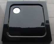 Diamond Low Profile 35mm Square Stone Resin Black Gloss Shower Tray Various Sizes Inc FREE Shower Waste (760x760)