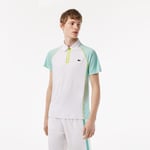 Lacoste Polo homme Tennis en piqué ultra-dry de polyester recyclé Taille XL Blanc/vert Clair/jaune