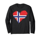 Norway flag in heart Norwegian Origin Pride Nordic Roots Long Sleeve T-Shirt