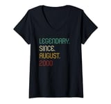 Womens 24 Years Old Legendary Since August 2000 - 24th Birthday V-Neck T-Shirt