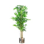 120cm (4ft) Realistic Artificial Bamboo Plants Trees with Silver Metal Planter