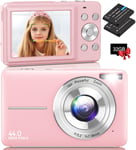 Digital Camera, Vlogging Camera Rechargeable Cameras Pink+32G Card 