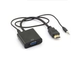 HDMI vers VGA Connecteur mâle à femelle adaptateur de câble d'extension diviseur 26 cm blanc noir