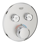 Grohe Grohtherm SmartControl thermostat with shut-off valve, supersteel, rund