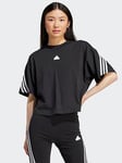 adidas Sportswear Women's Future Icons 3 Stripe T-Shirt - Black, Black, Size L, Women